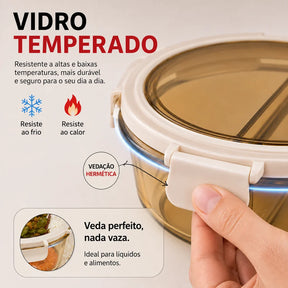 [LEVE 8 PAGUE 4] Potes Herméticos de Vidro Temperado HomeSlim com Tampa a Vácuo +8 Copos de Vidro Fume