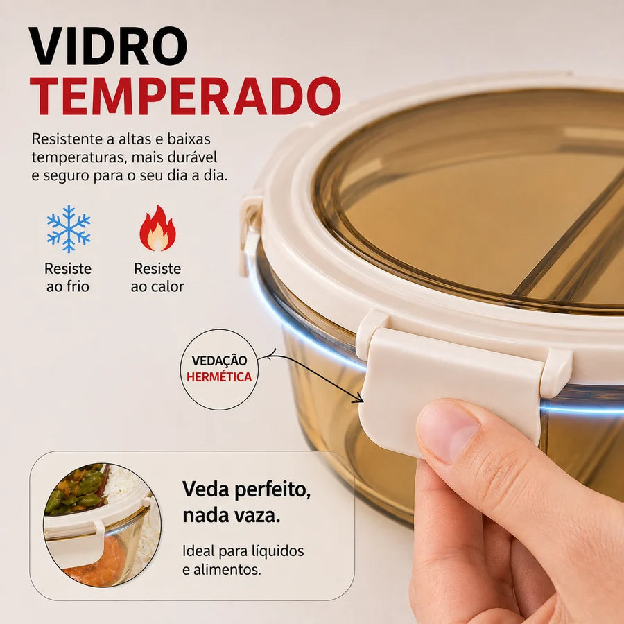 [LEVE 8 PAGUE 4] Potes Herméticos de Vidro Temperado HomeSlim com Tampa a Vácuo +8 Copos de Vidro Fume